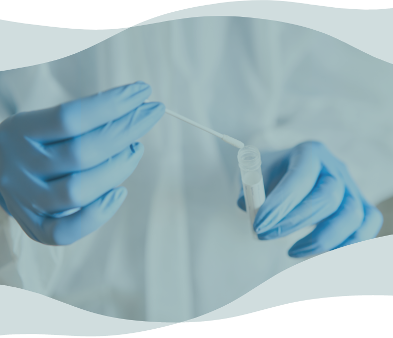 Scientist performing genetic testing with a cotton swab and vial
